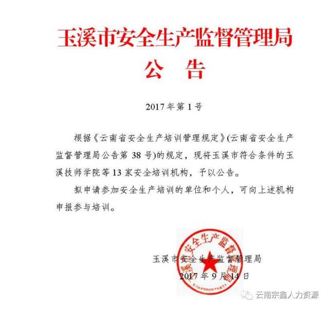 玉溪市市安全生产监督管理局最新项目概述